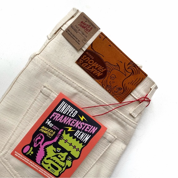 Naked & Famous Weird Guy Undyed Frankenstein Denim Jeans - Picture 4 of 6